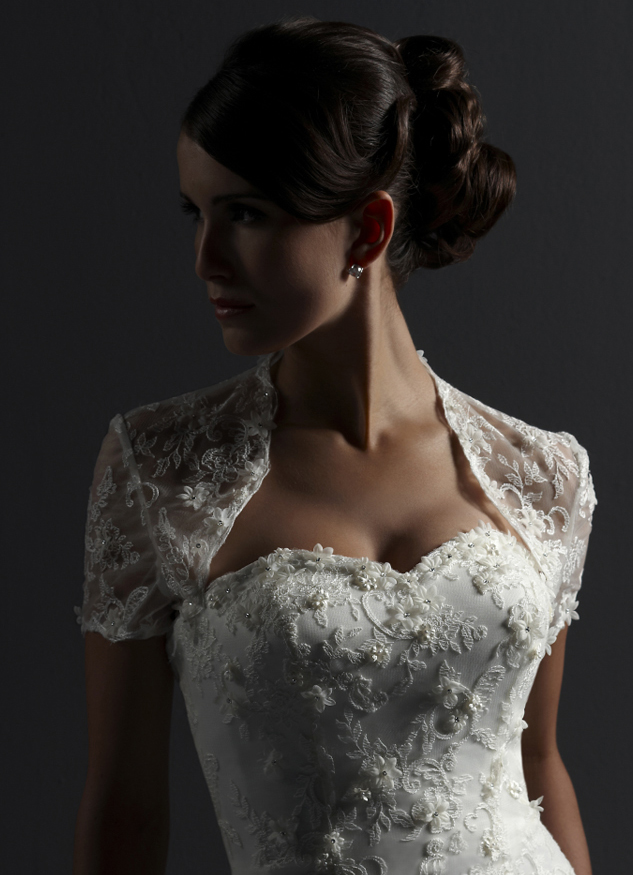 Orifashion HandmadeModest Lace Wedding Dress with Lace Bolero B